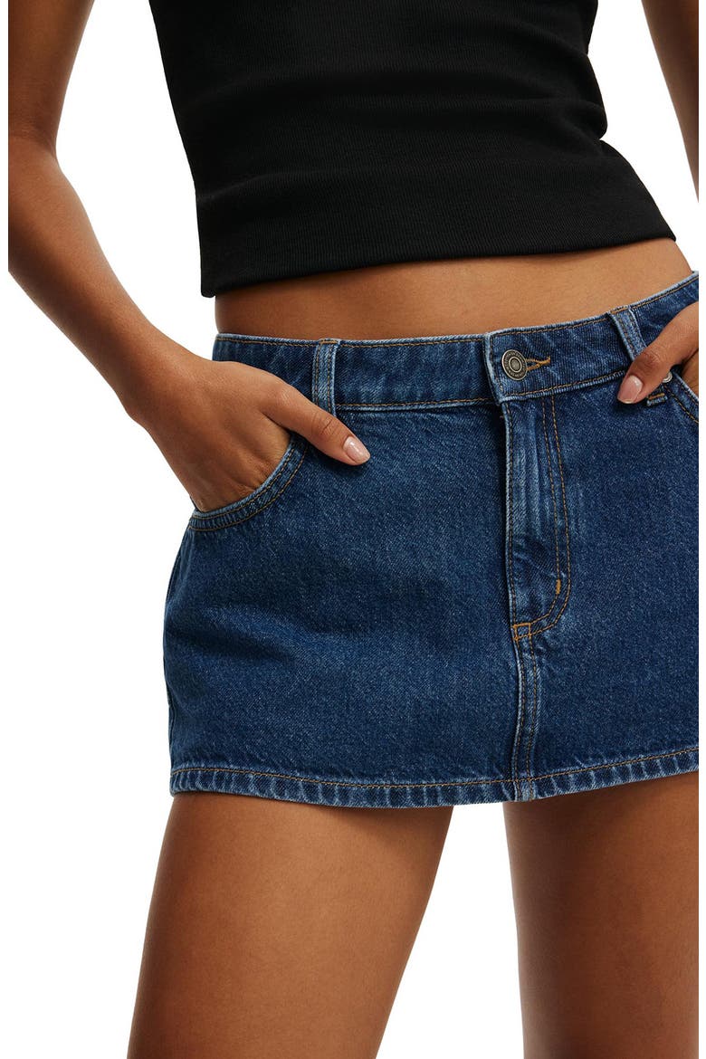 Low Rise Denim Miniskort, Alternate, color, GEMINI BLUE