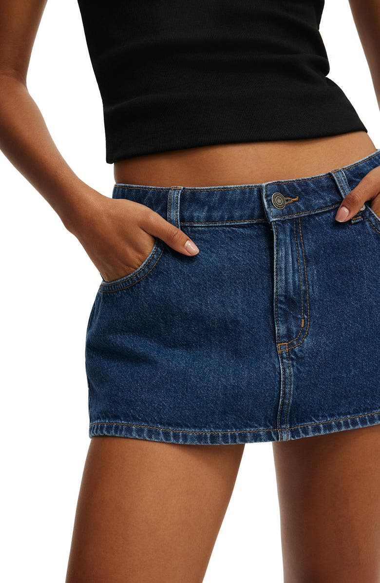 Cotton On Low Rise Denim Miniskort, Alternate, color, Gemini Blue