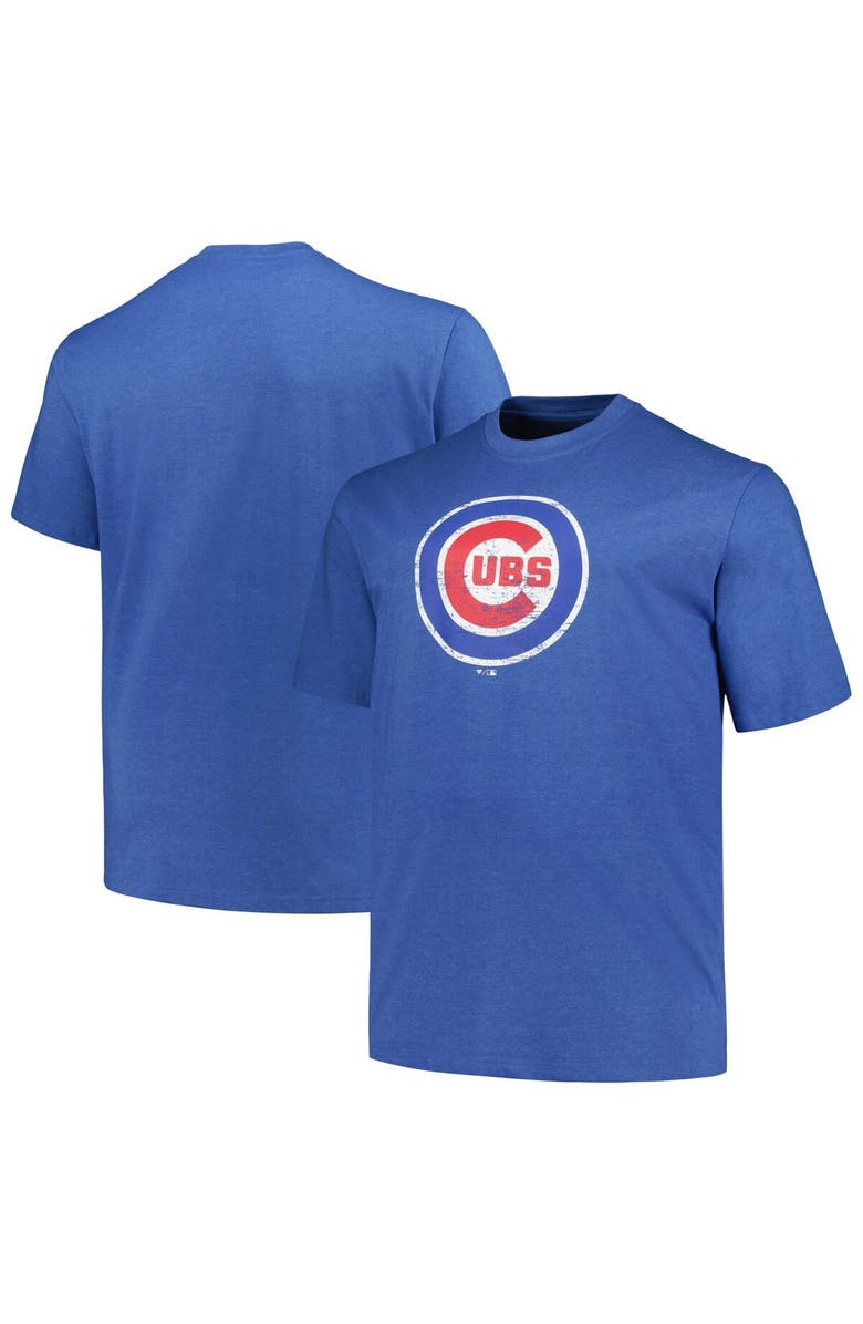 PROFILE Men's Profile Heather Royal Chicago Cubs Big & Tall Weathered Logo T-Shirt, Alternate, color, Heather Royal