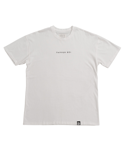 Dapper Boi White Essential Drop Shoulder Tee In White