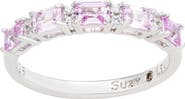SUZY LEVIAN Sterling Silver Sapphire & Lab Grown White Sapphire & Diamond Accent Half Band Ring