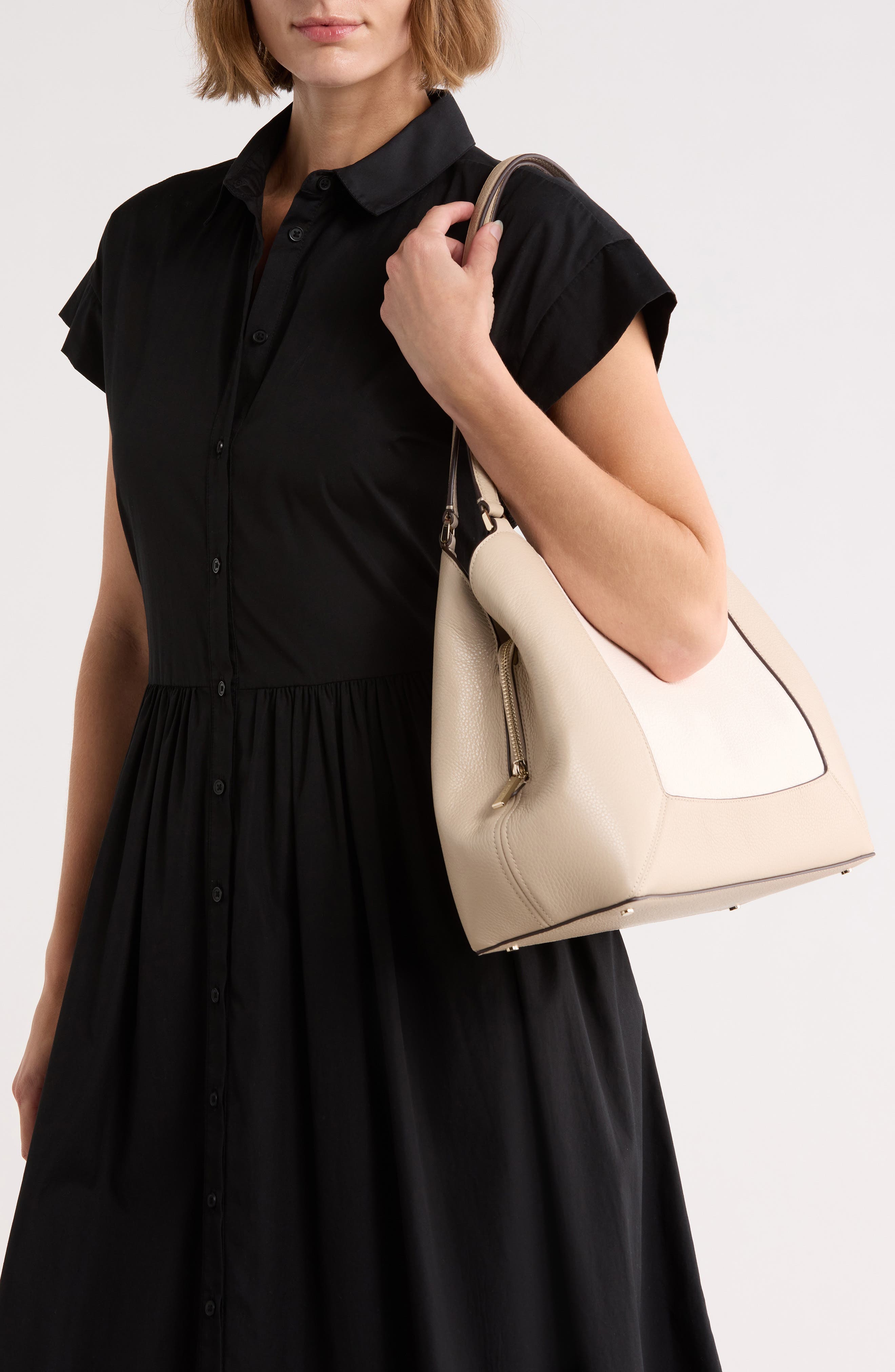 lena colorblock leather shoulder bag, Alternate, color, LIGHT SAND MULTI