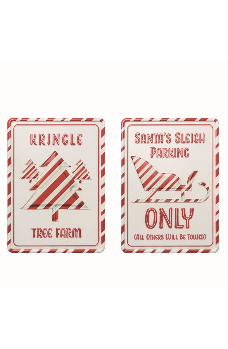 Transpac Metal Candy Cane Sign Set of Two Christmas Decorations, Main, color, Red