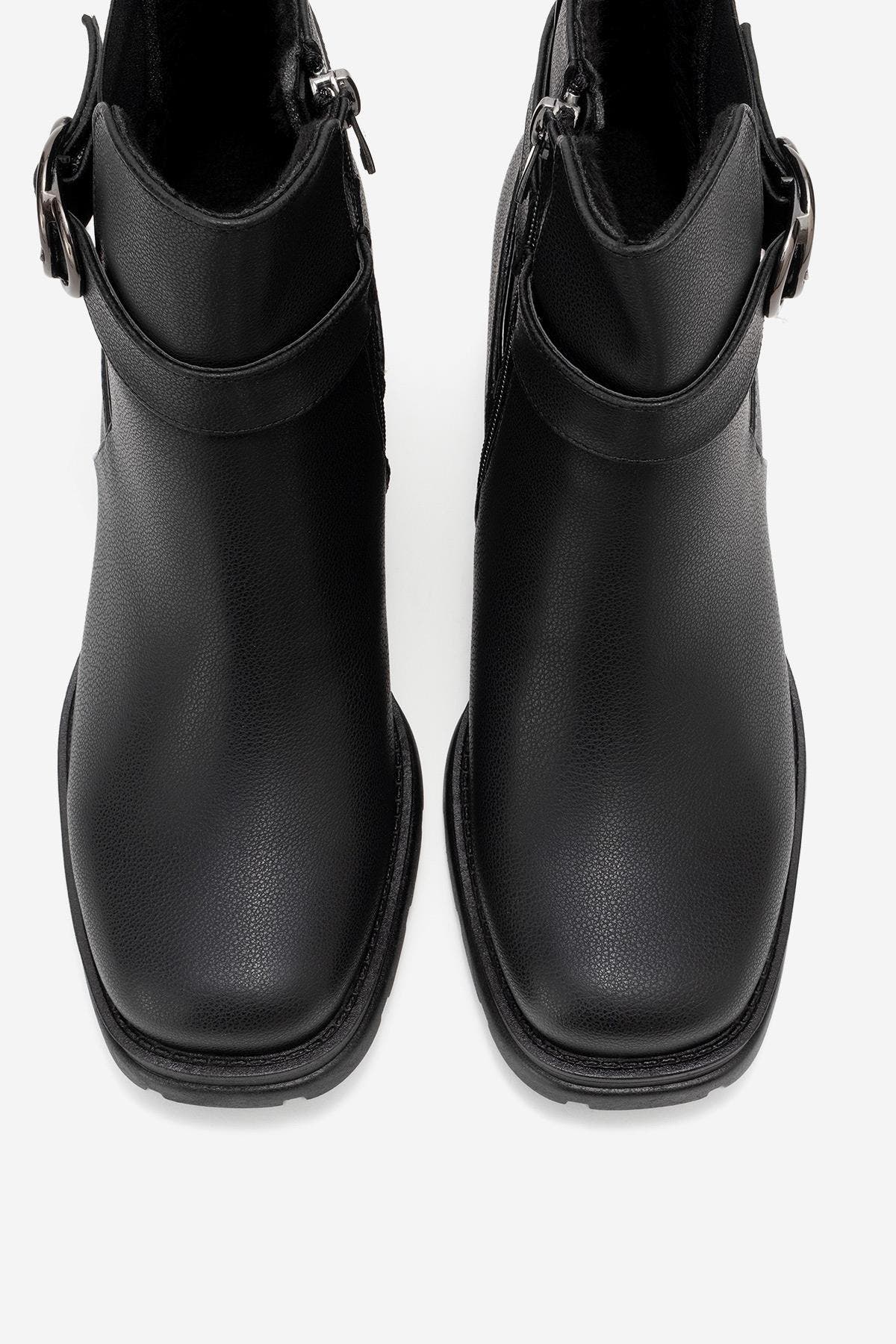 Prologue Shoes Heile Buckle Block Heel Boot, Alternate, color, Black