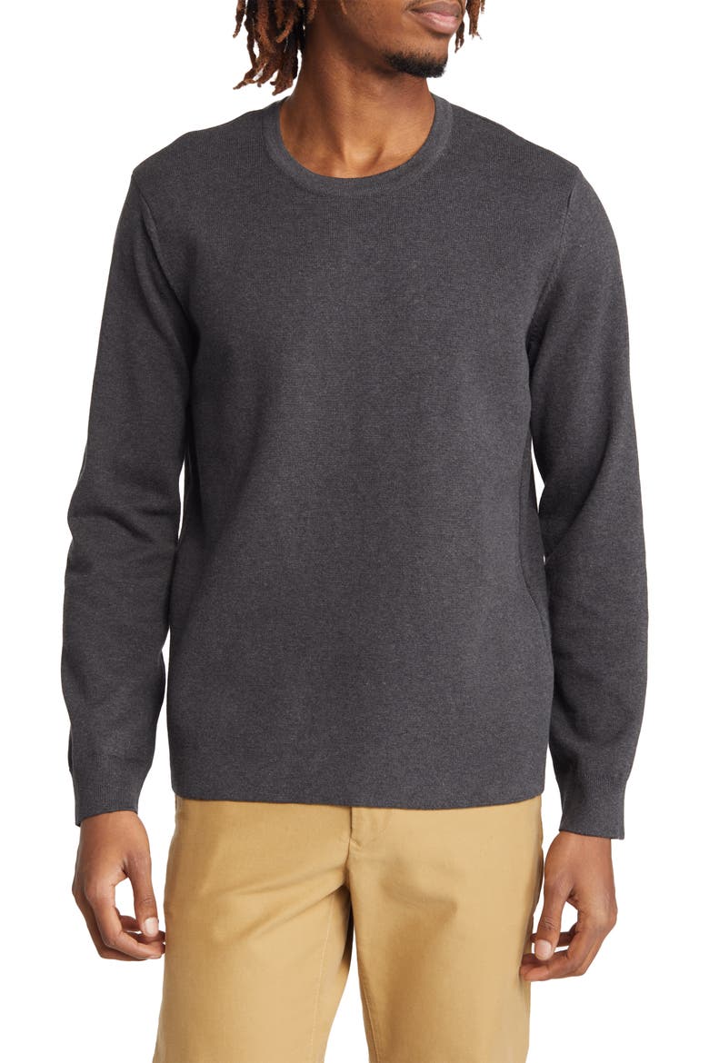 Milano Regular Fit Crewneck Sweater, Main, color, CHARCOAL MELANGE