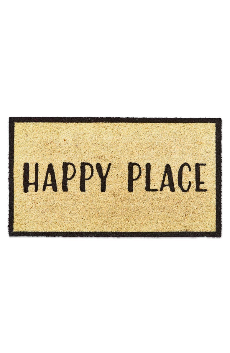 tag Happy Place PVC Coir Door Mat Everyday Black Doormat, Main, color, Black