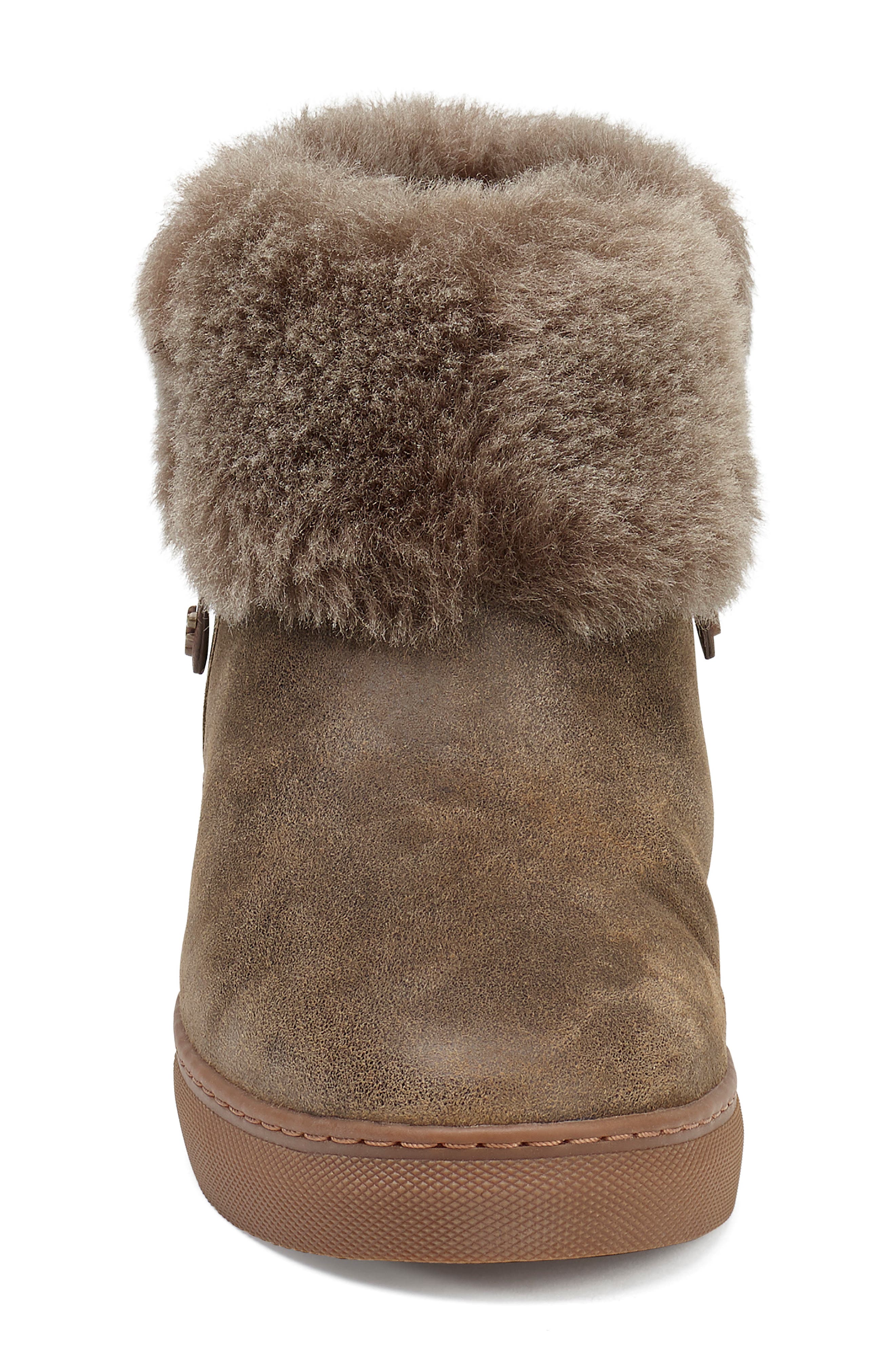 Lexi Genuine Shearling Sneaker, Alternate, color, BROWN/ BROWN LEATHER
