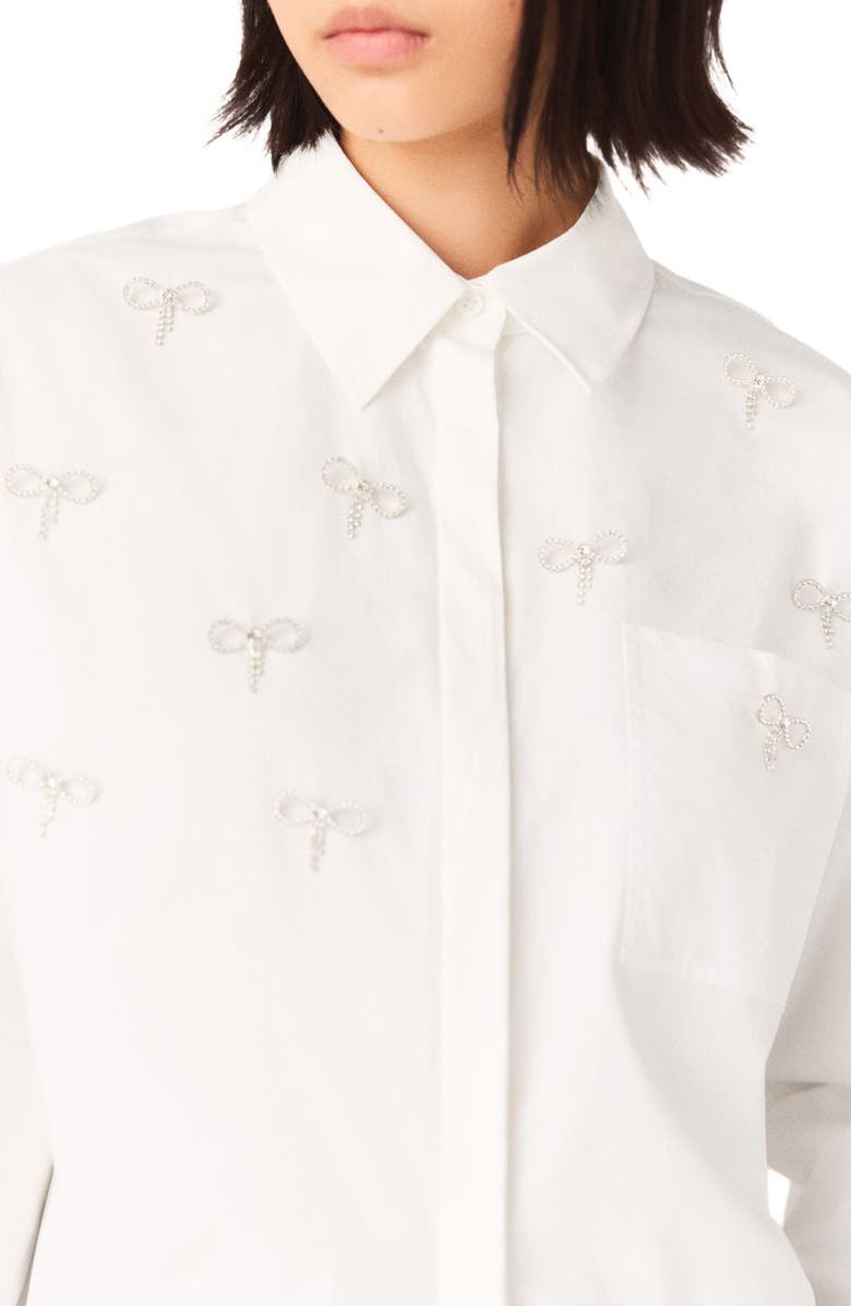 maje Jewel detail shirt, Alternate, color, White