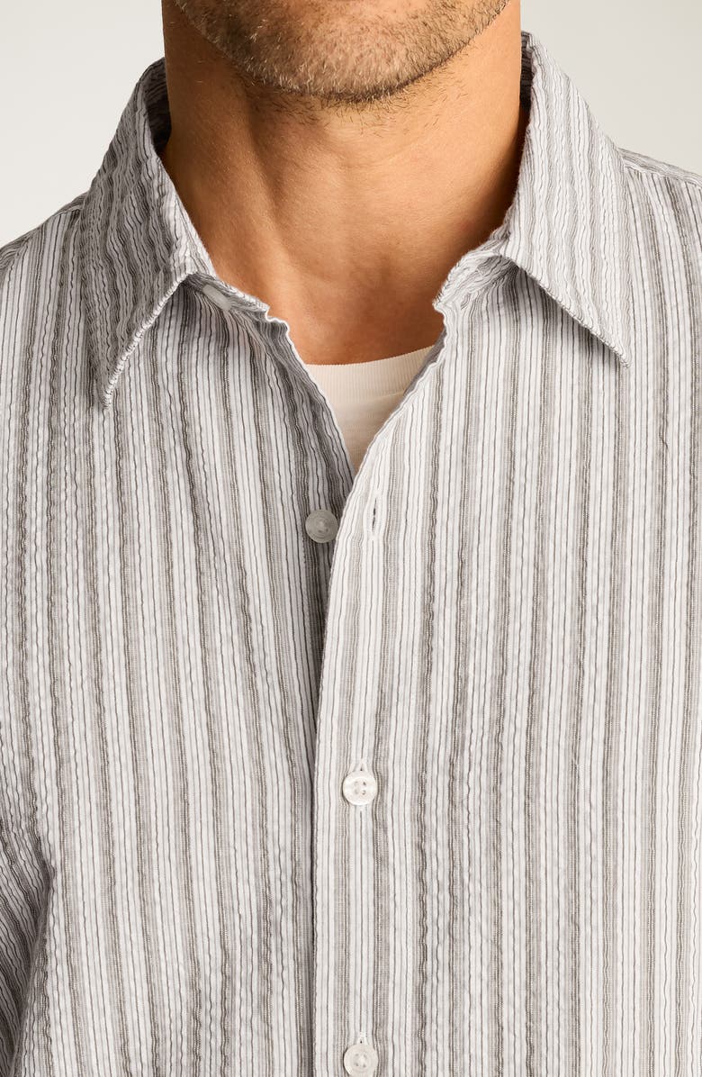 Bonobos Riviera Slim Fit Stripe Short Sleeve Seersucker Button-Up Shirt, Alternate, color, Harlton Stripe Green