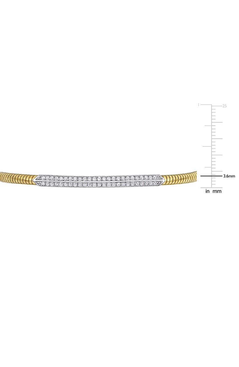Julianna B. Cubic Zirconia Omega Bar Bangle Bracelet, Alternate, color, Yellow-Plated