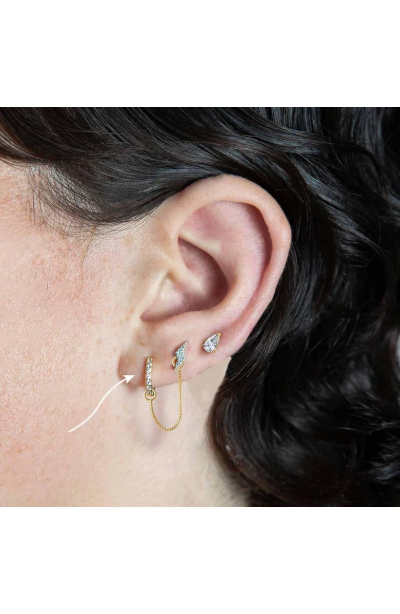 Outofoffice Gold Pavé Seven Mm Huggie Hoop Earring, Alternate, color,