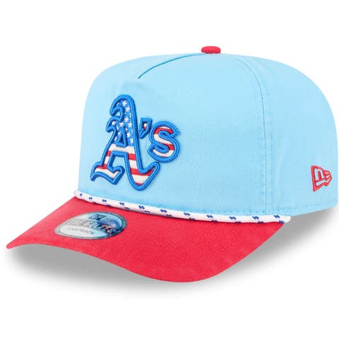 Men's New Era Light Blue/Red Athletics 2025 Fourth of July Golfer Snapback Hat