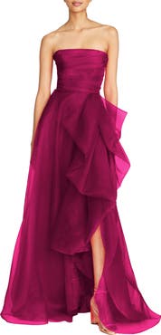 Theia Teresa Strapless Draped Gown