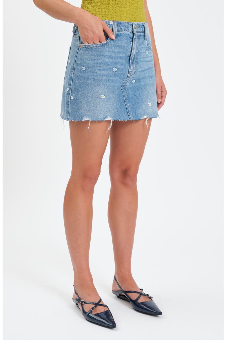 Malibu Distressed Cutoff Denim Miniskirt, Alternate, color, DAZE-Y