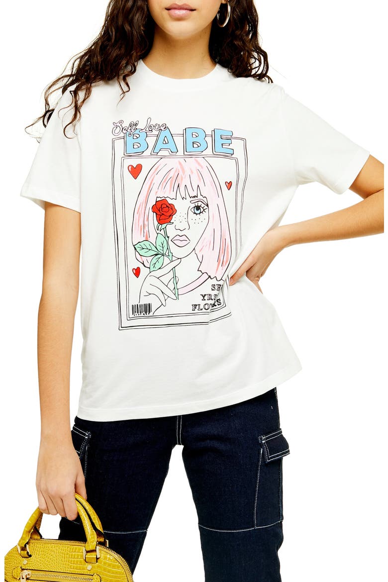 By Tee & Cake Magazine Girl Tee, Main, color, CREAM MULTI