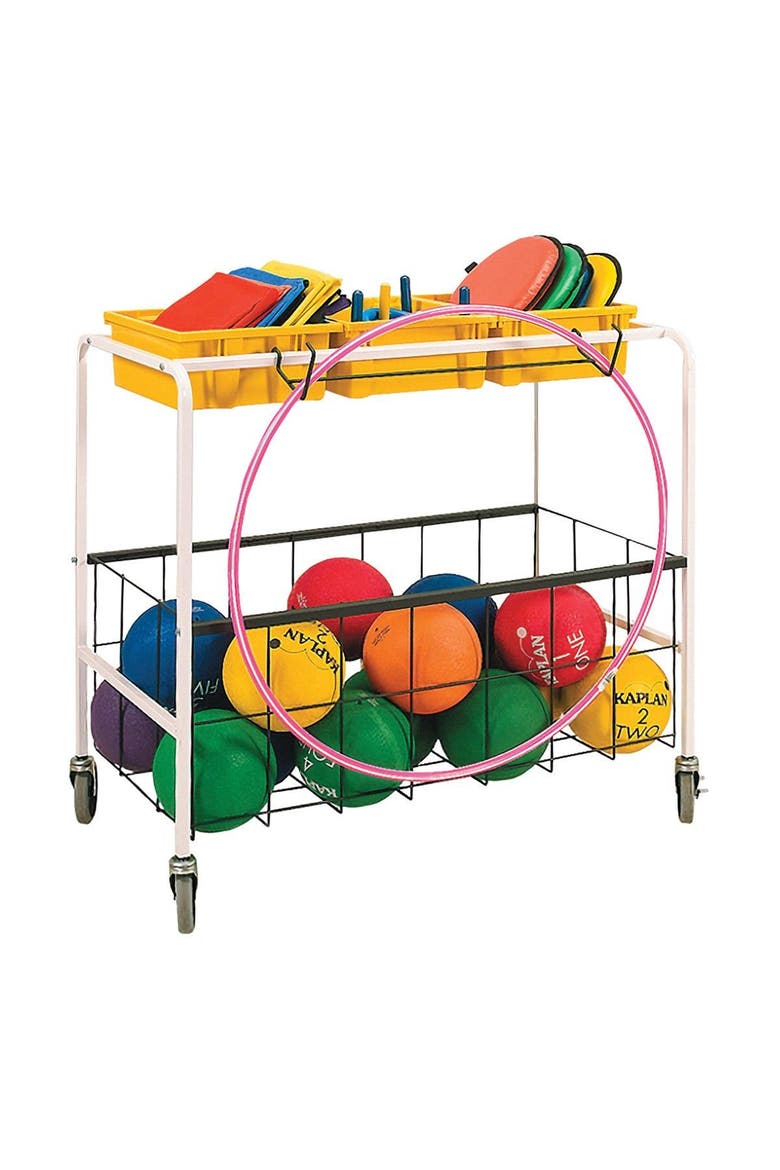 Mobile Metal Frame Ball Cart, Alternate, color, White