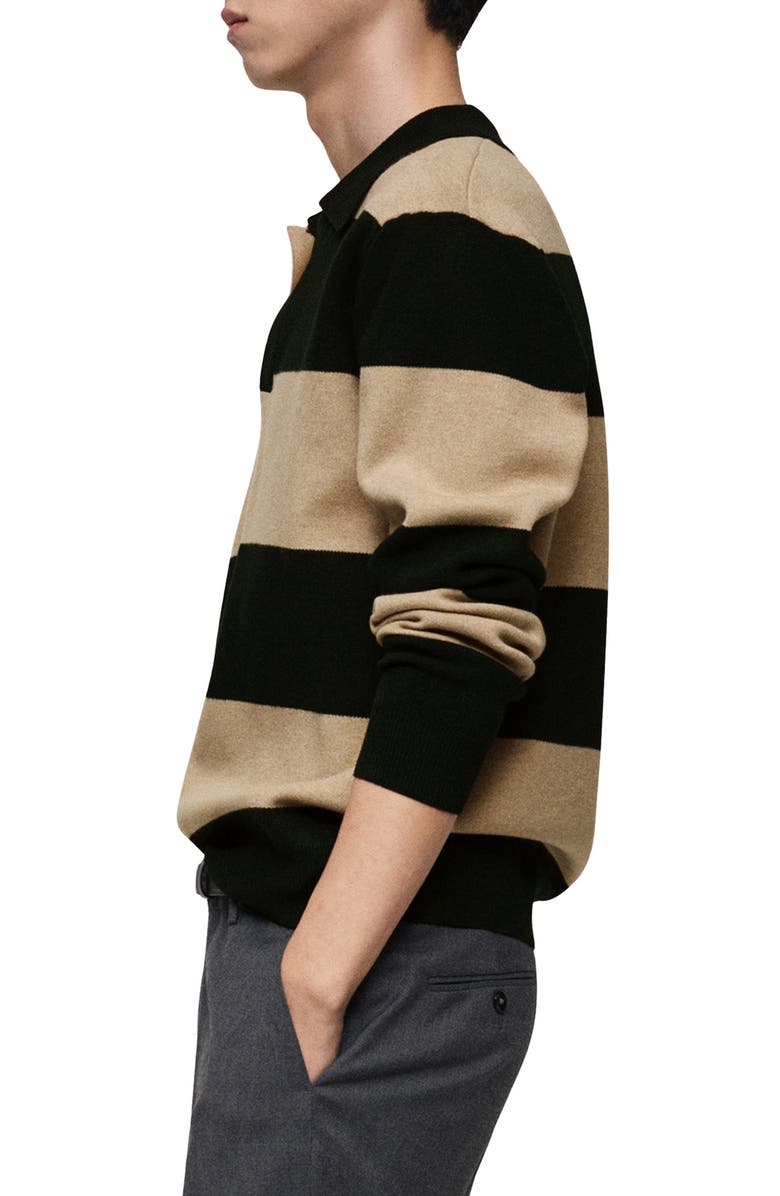 MANGO Stripe Polo Sweater, Alternate, color, Dark Green