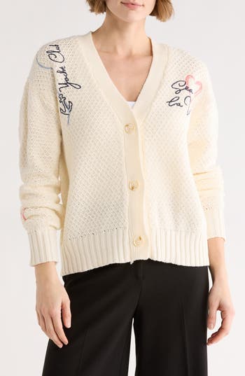 DR2 by Daniel Rainn Sea La Vie Cardigan Sweater in Cream at Nordstrom Rack, Size Medium