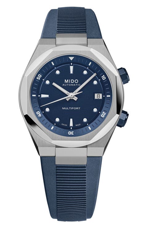 Multifort 8 Two Crowns Automatic Rubber Strap Watch, 40mm
