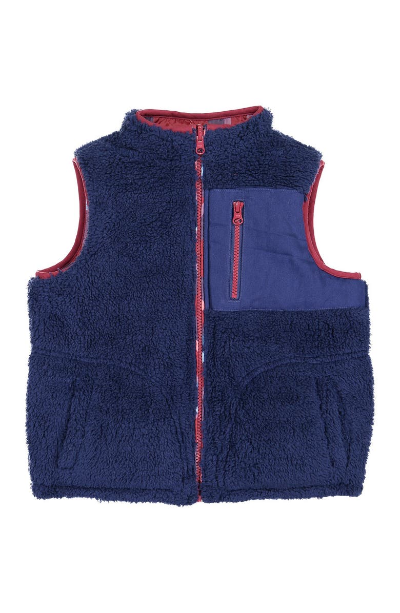 Andy & Evan Reversible Plaid & Faux Shearling Fleece Vest, Alternate, color, 
