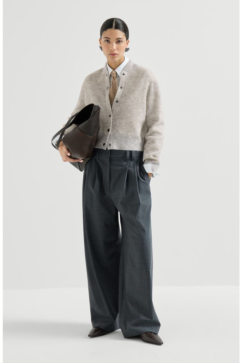 Sparkling mohair double-knit net cardigan, Alternate, color, Light Grey