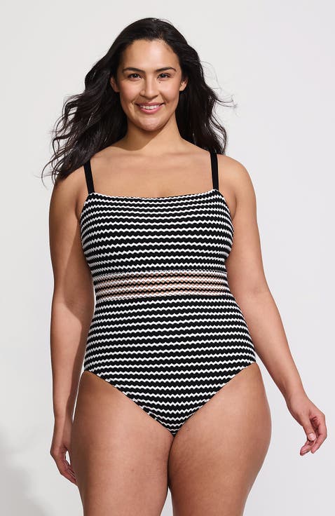 Crochet Square Neck High Leg One Piece Swimsuit