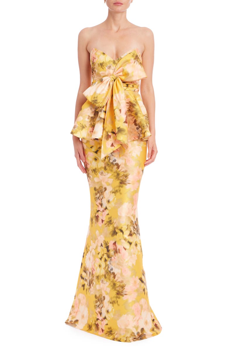 Badgley Mischka Collection Floral Off the Shoulder Mermaid Gown, Main, color, 