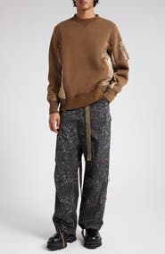 Sacai Sponge Mixed Media Crewneck Sweatshirt