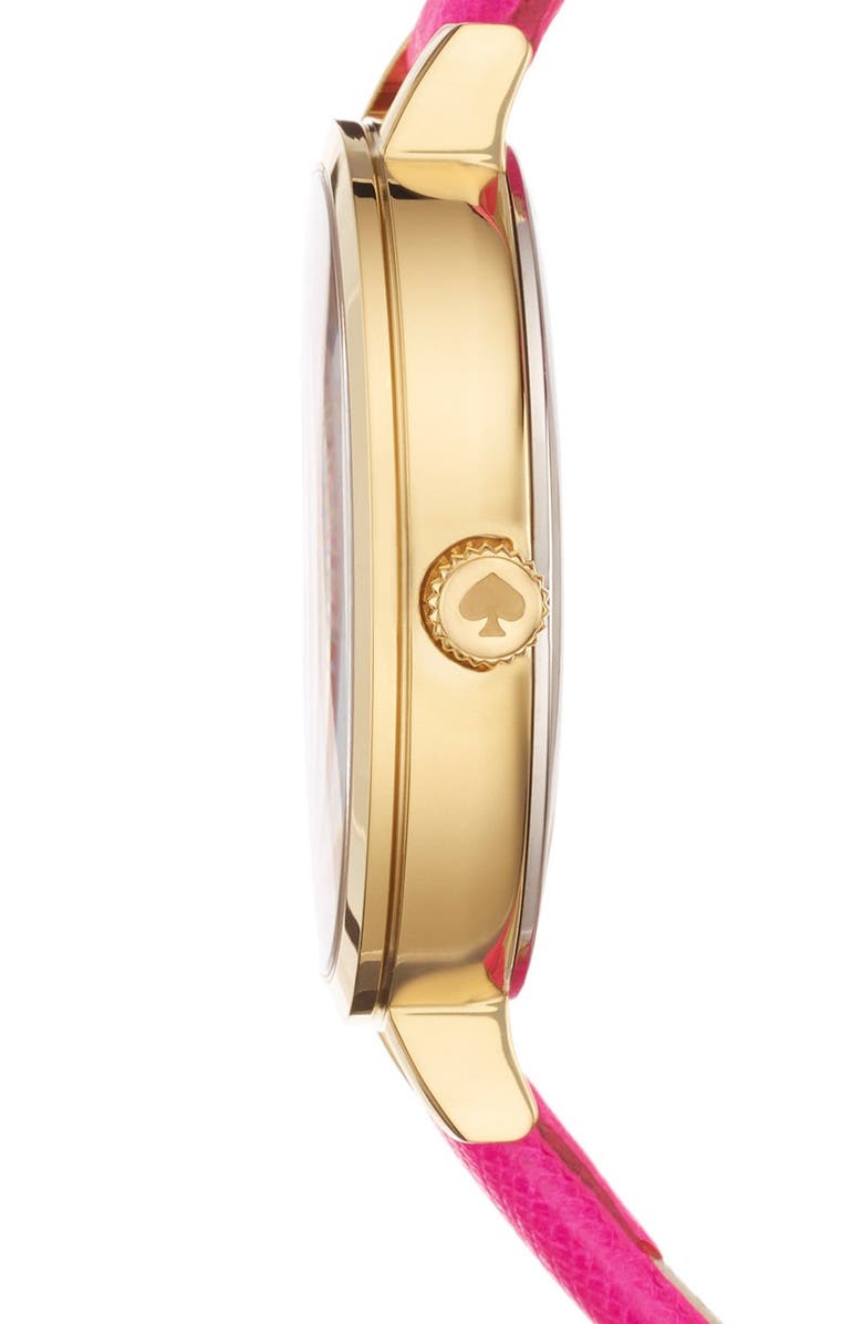 Kate Spade New York 'metro' heart dial leather strap watch, 34mm, Alternate, color, 