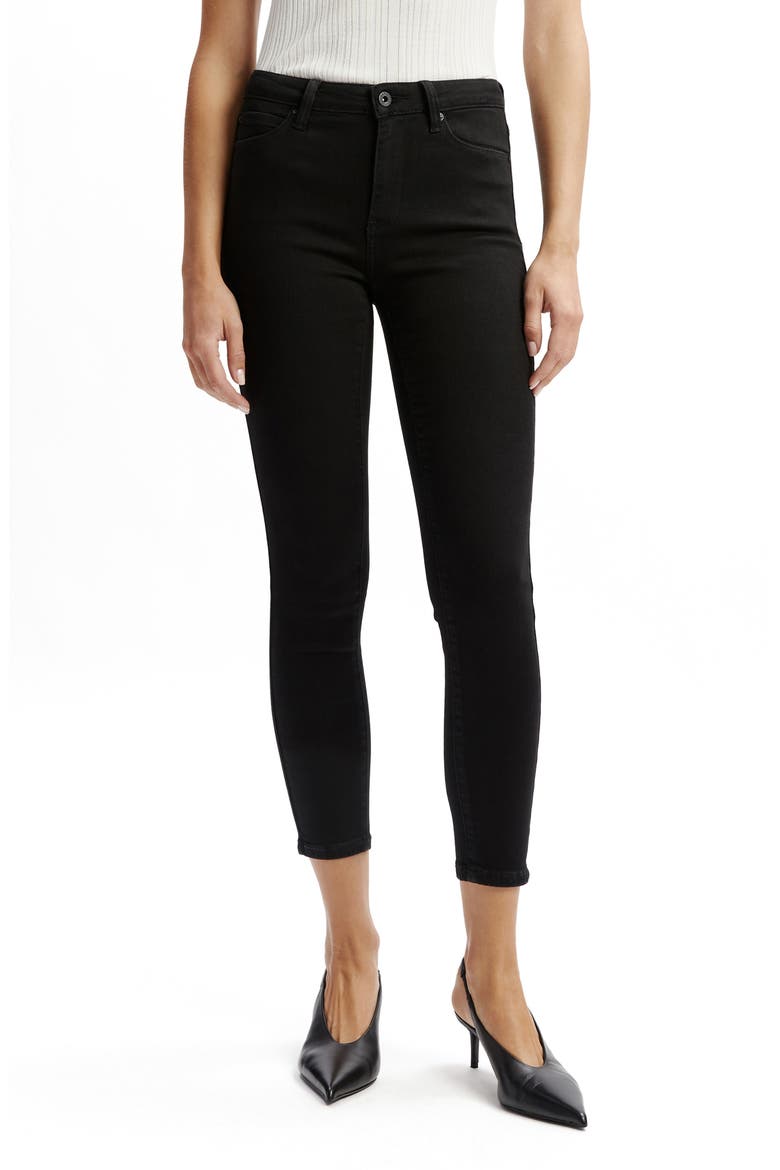 Bella Crop Skinny Jeans, Main, color, BLACK