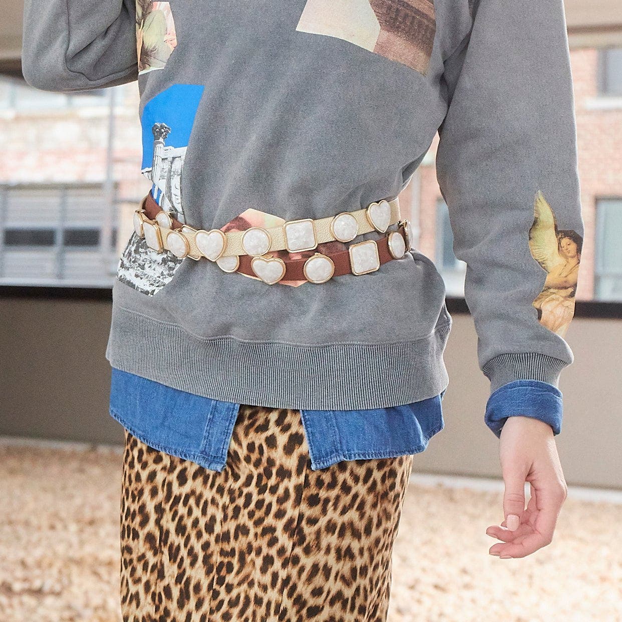 Lele Sadoughi Pearl Station Belt, Alternate, color, Walnut 200