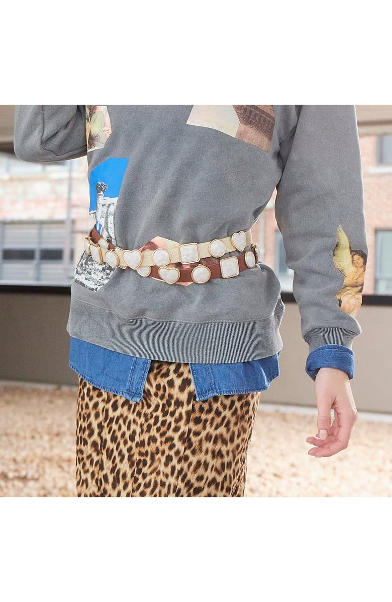 Lele Sadoughi Pearl Station Belt, Alternate, color, Walnut 200