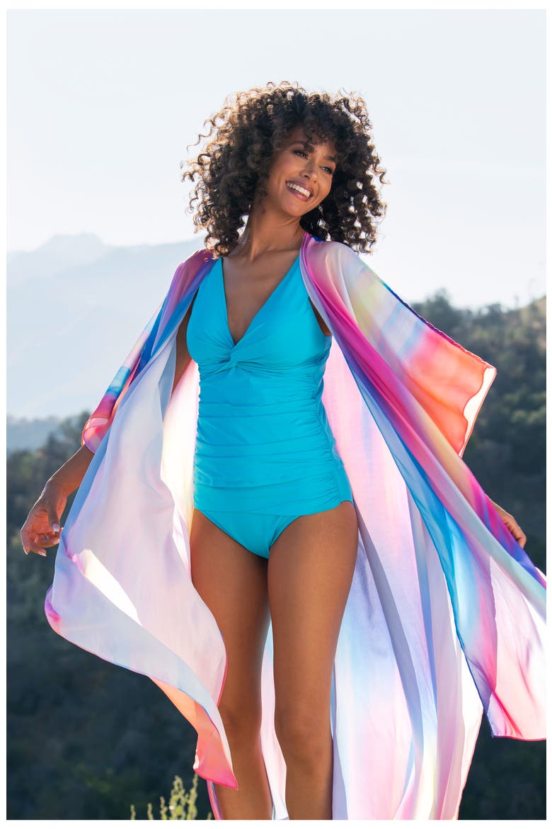 Sunset Tie Front Cover-Up, Alternate, color, MULTI