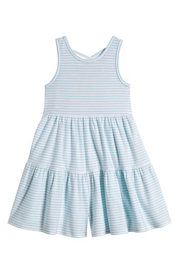 Tucker + Tate Kids' Stripe Tiered Romper In Teal Scuba- White Stripe