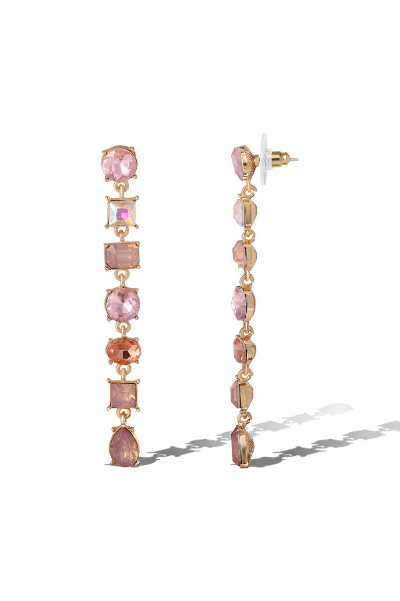Light Pink Crystal Linear Drop Earrings, Alternate, color, Light Pink/Gold