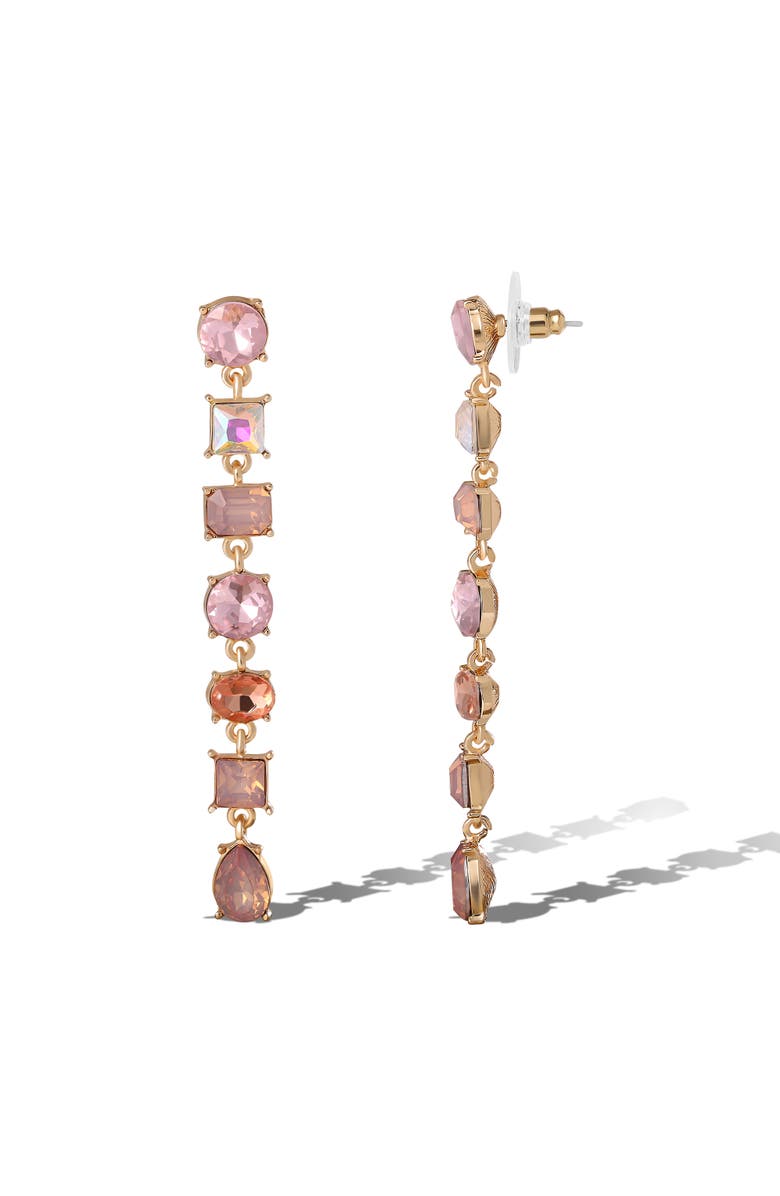 Jessica Simpson Light Pink Crystal Linear Drop Earrings, Alternate, color, Light Pink/Gold
