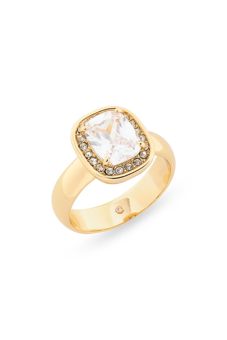Cushion Cut Cubic Zirconia Ring, Main, color, CLEAR- GOLD