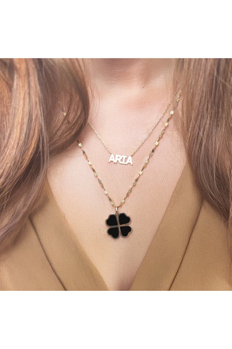 Onyx Lucky Clover Charm, Alternate, color, Onyx
