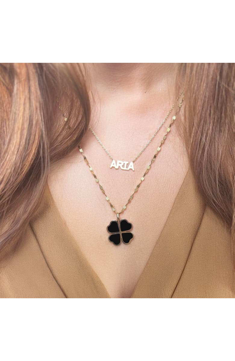 The Lovery Fine Jewelry Onyx Lucky Clover Charm, Alternate, color, Onyx