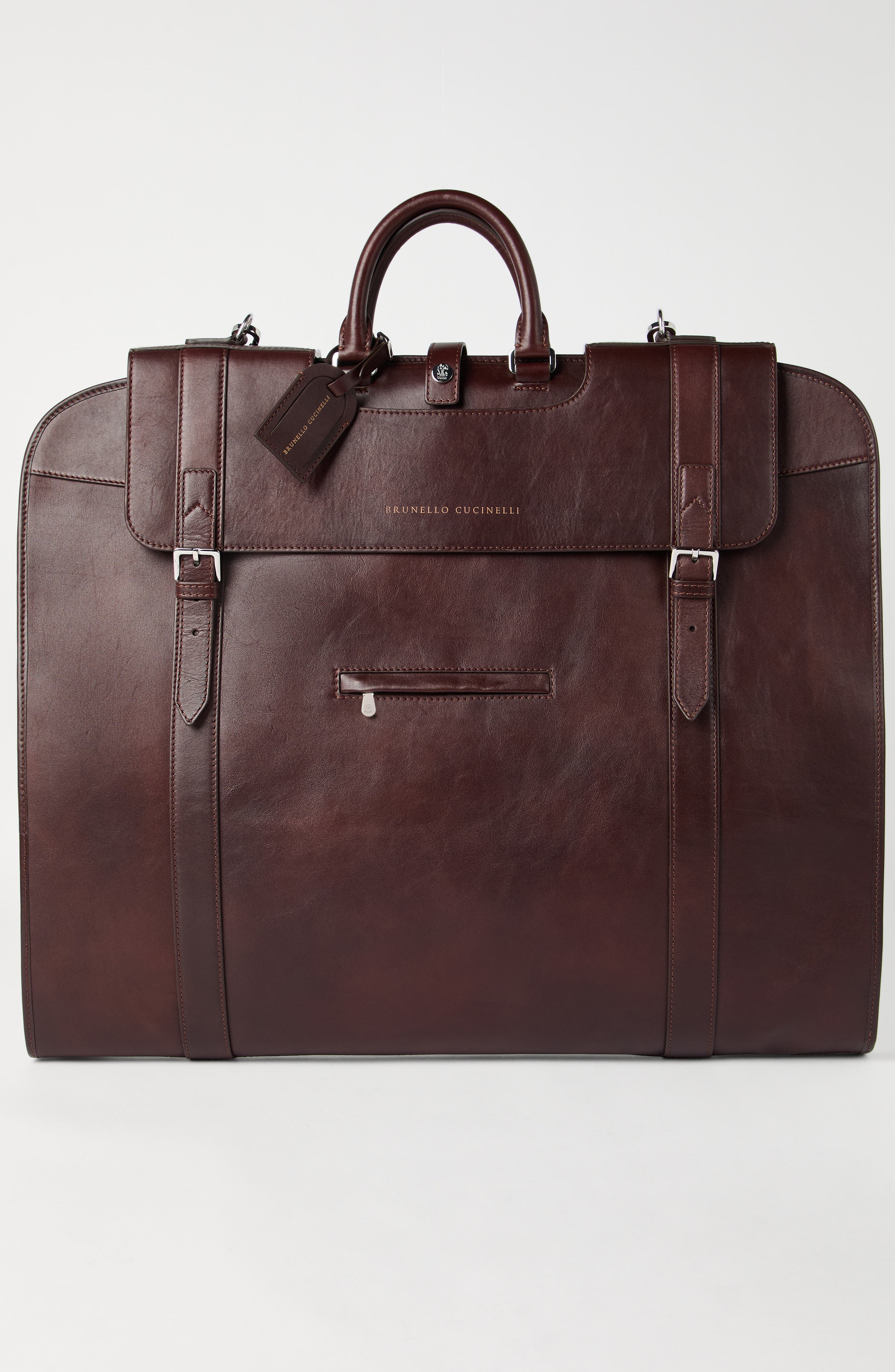 Brunello Cucinelli Calfskin suit carrier, Alternate, color, Burgundy