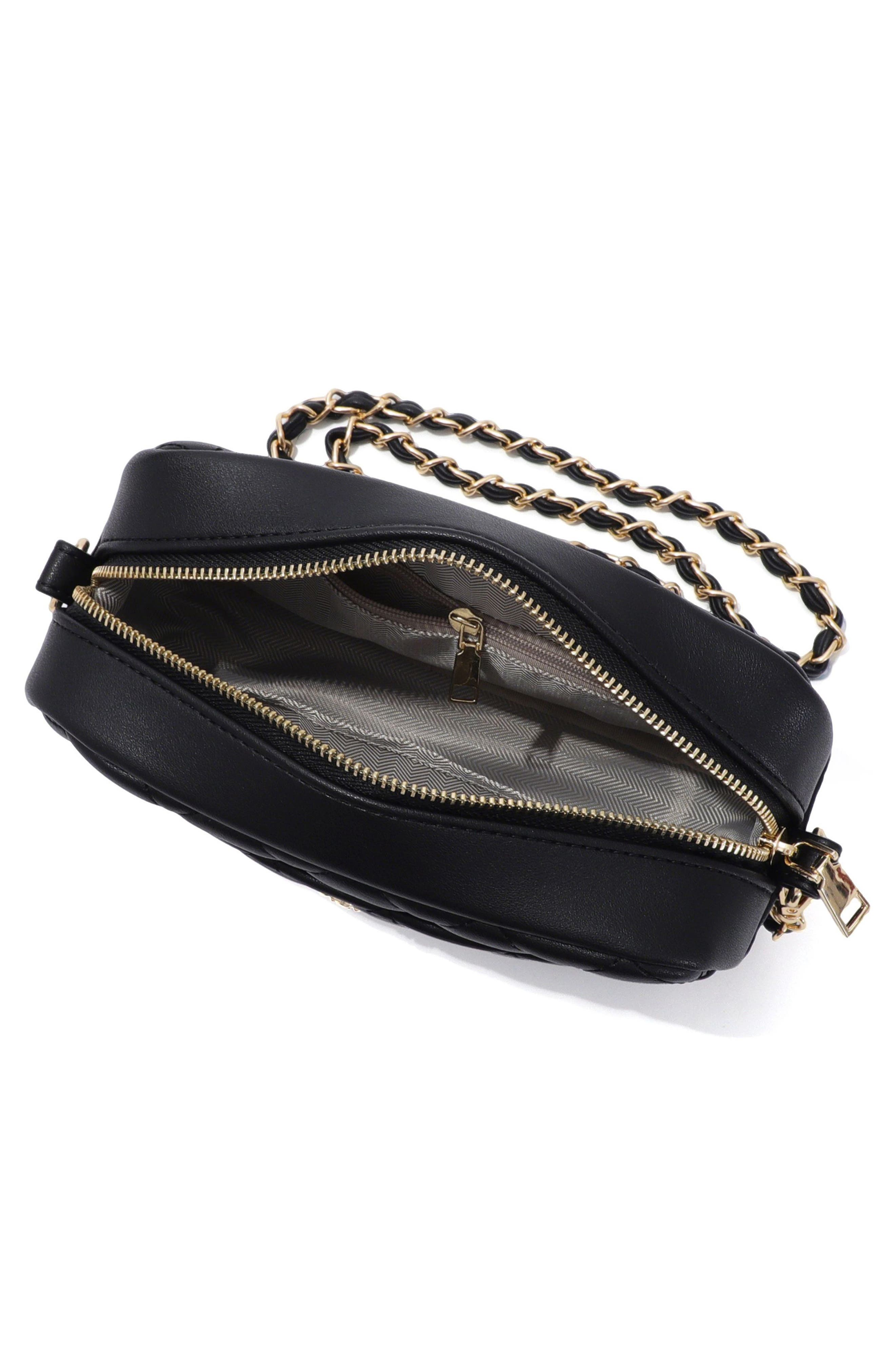 Adornia Cushion Quilted Faux Leather Shoulder Bag, Alternate, color, Black
