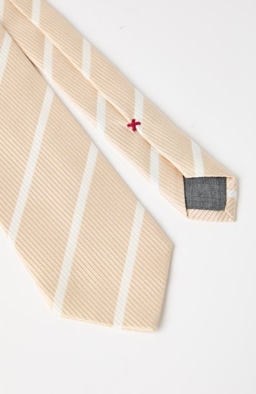 Brunello Cucinelli Silk Stripe Tie In Sand