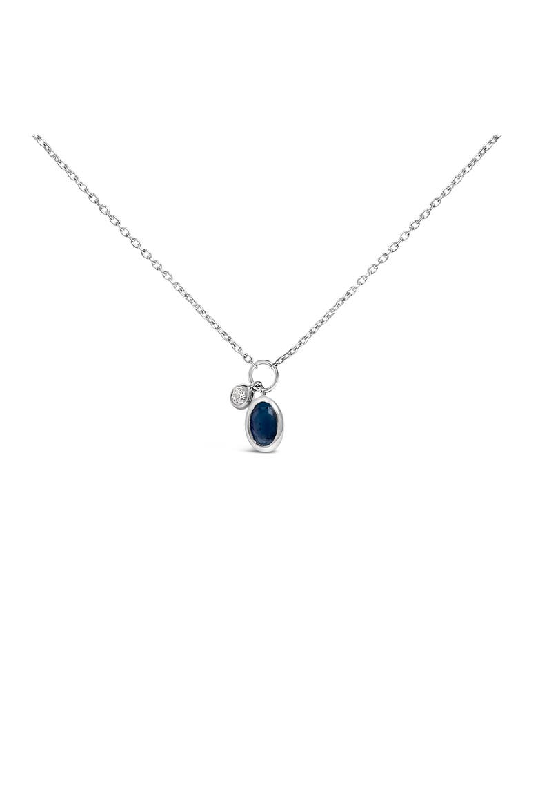 10K White Gold Oval Blue Sapphire and Diamond Double Charm Pendant Necklace, Main, color, White