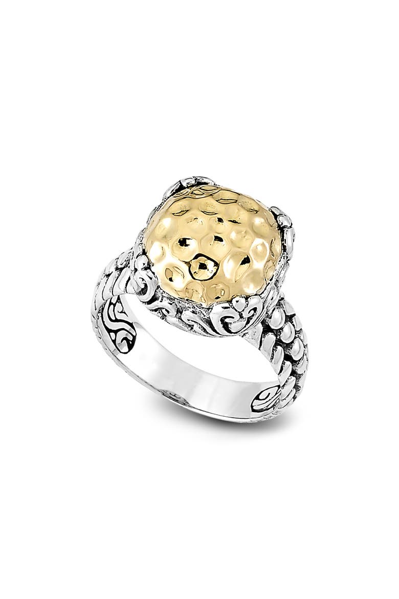 Filigree Hammered Textured Ring, Main, color, SILVER AND GOLD