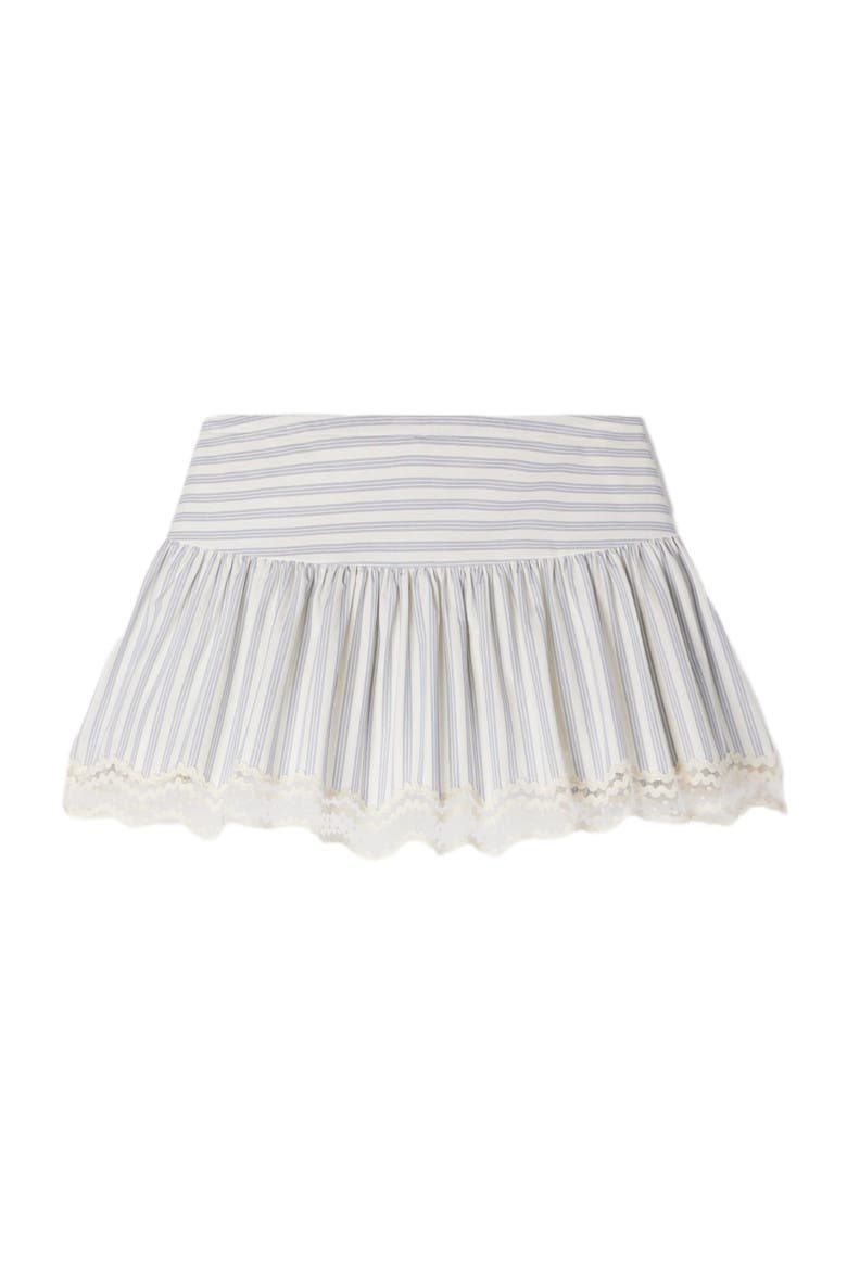 Striped cotton skort, Alternate, color, Ecru / bleu