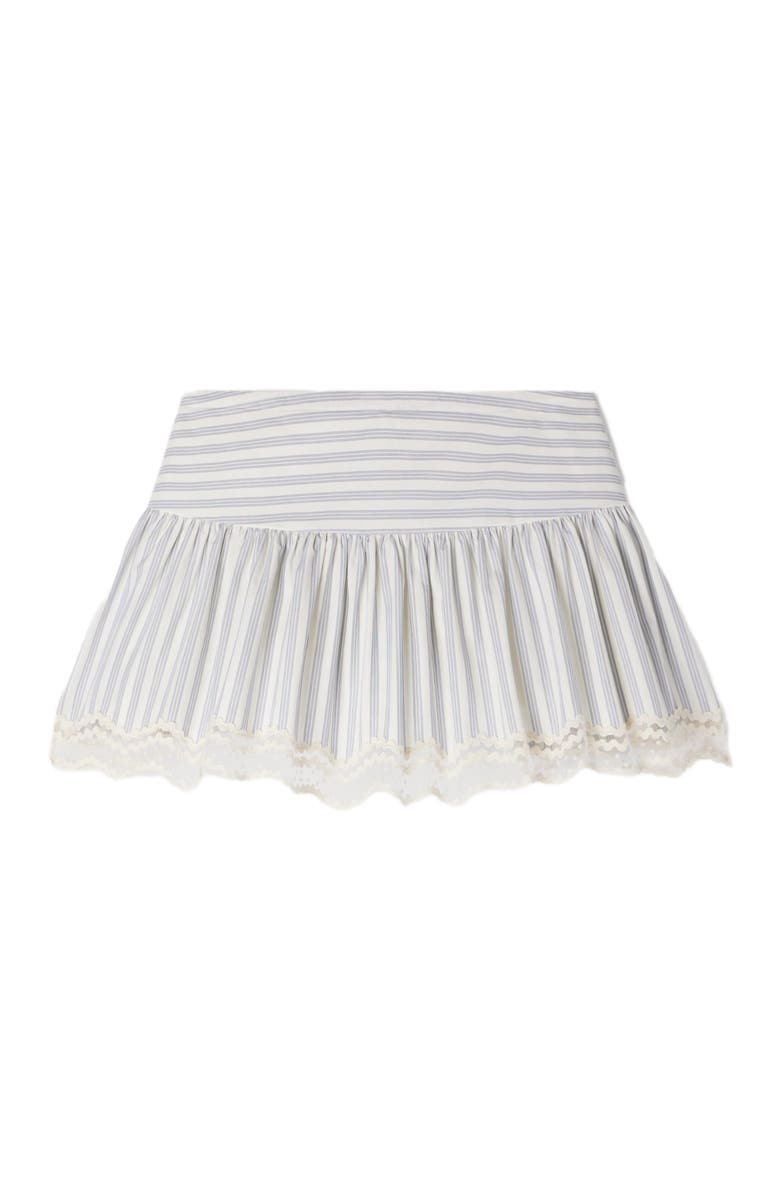 SANDRO Striped cotton skort, Alternate, color, Ecru / Bleu