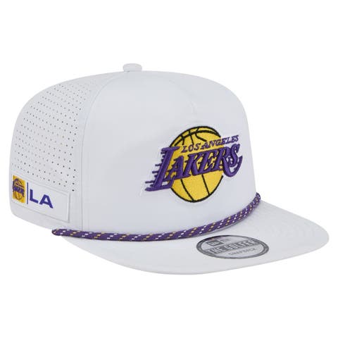Men's New Era White Los Angeles Lakers Performance Rope Golfer Adjustable Hat