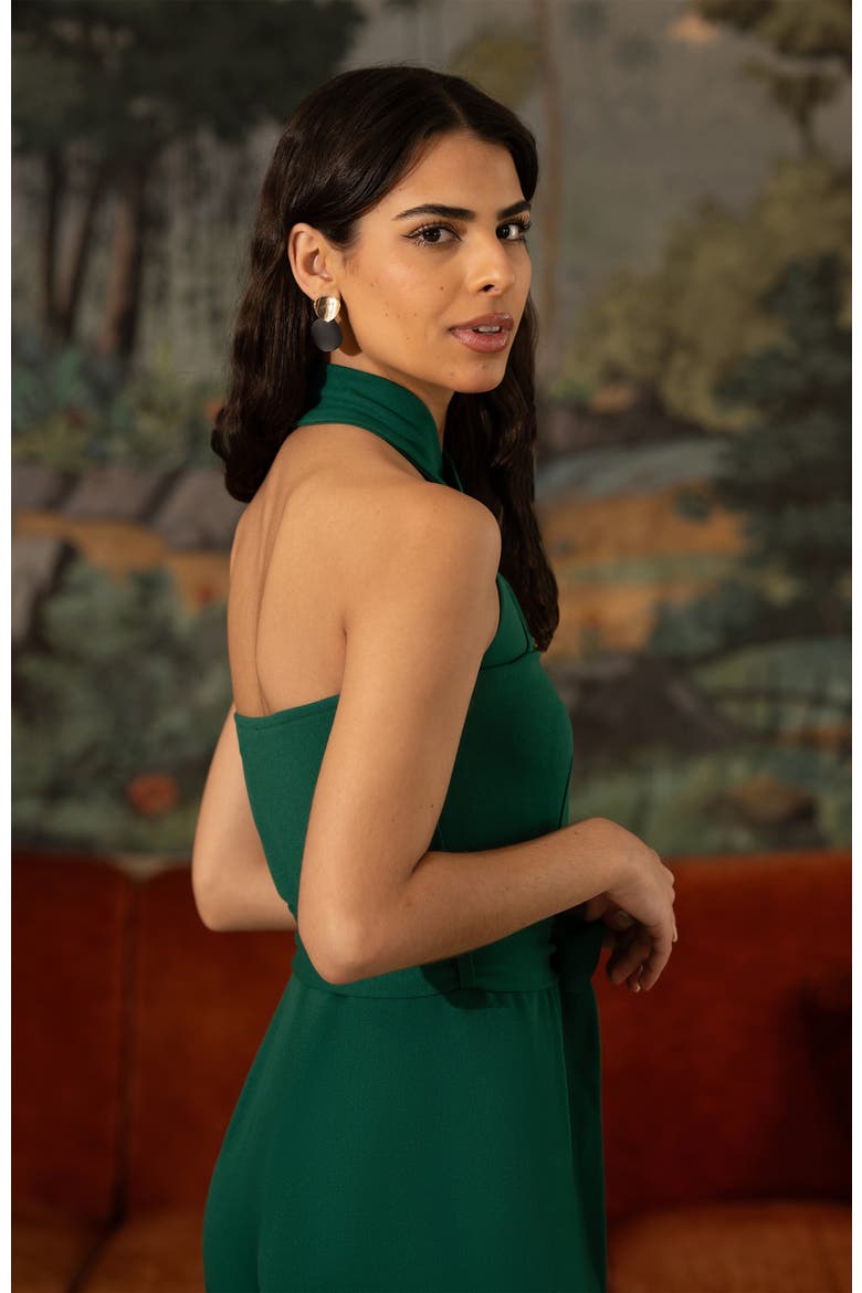 Cross Over Halter Neck Jumpsuit, Alternate, color, Green