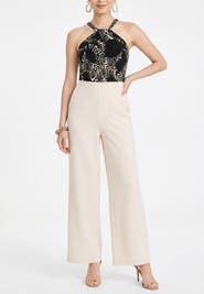 RACHEL Rachel Roy Jetti Halter Neck Wide Leg Jumpsuit