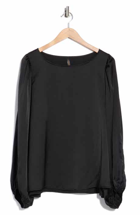 Renee C Cutout Long Sleeve Satin Top